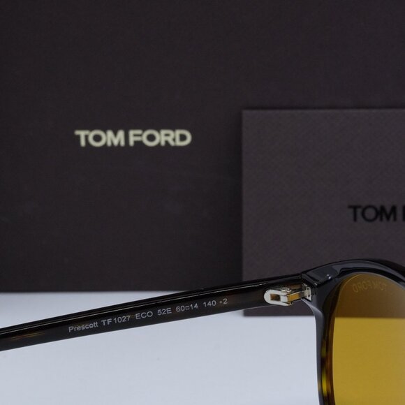 Tom Ford Prescott FT1027 52E Aviator Sunglasses - Havana/Brown - Picture 8 of 10